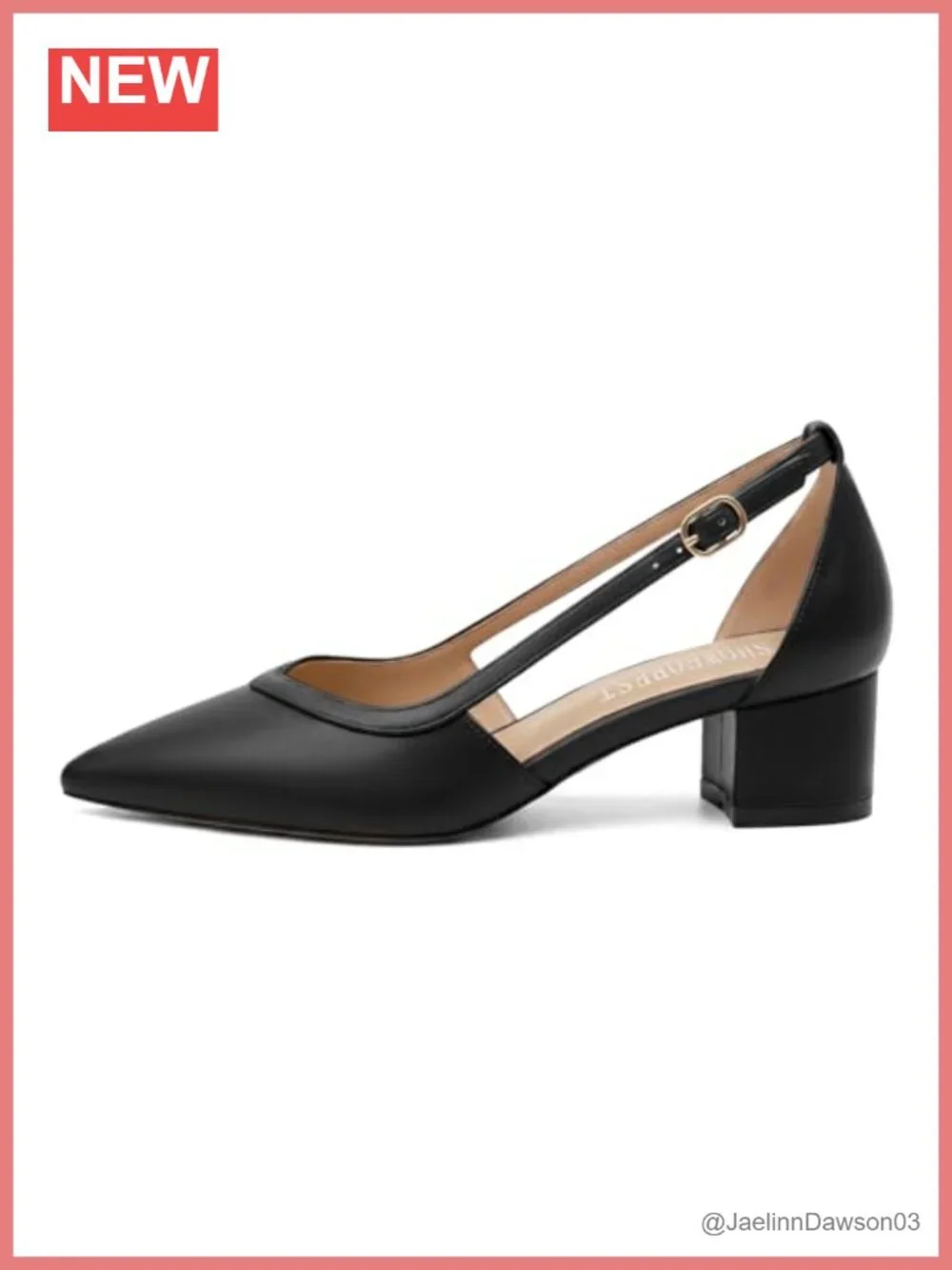 Women's Pointed Toe Low Chunky Heel Pumps, Faux Leather Block Heel Dress Shoes